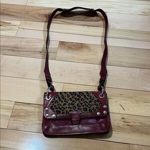 orYANY Red Crossbody with Leopard Panel